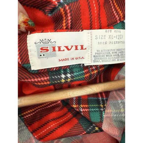 Vintage SILVIL Red Scotch Plaid Tartan Cotton USA Made Sleep Shirt DEADSTOCK - Picture 8 of 11